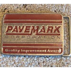 Vintage 1990's Belt Buckle Pavemark Corporation Quality Improvement Award CD Hit